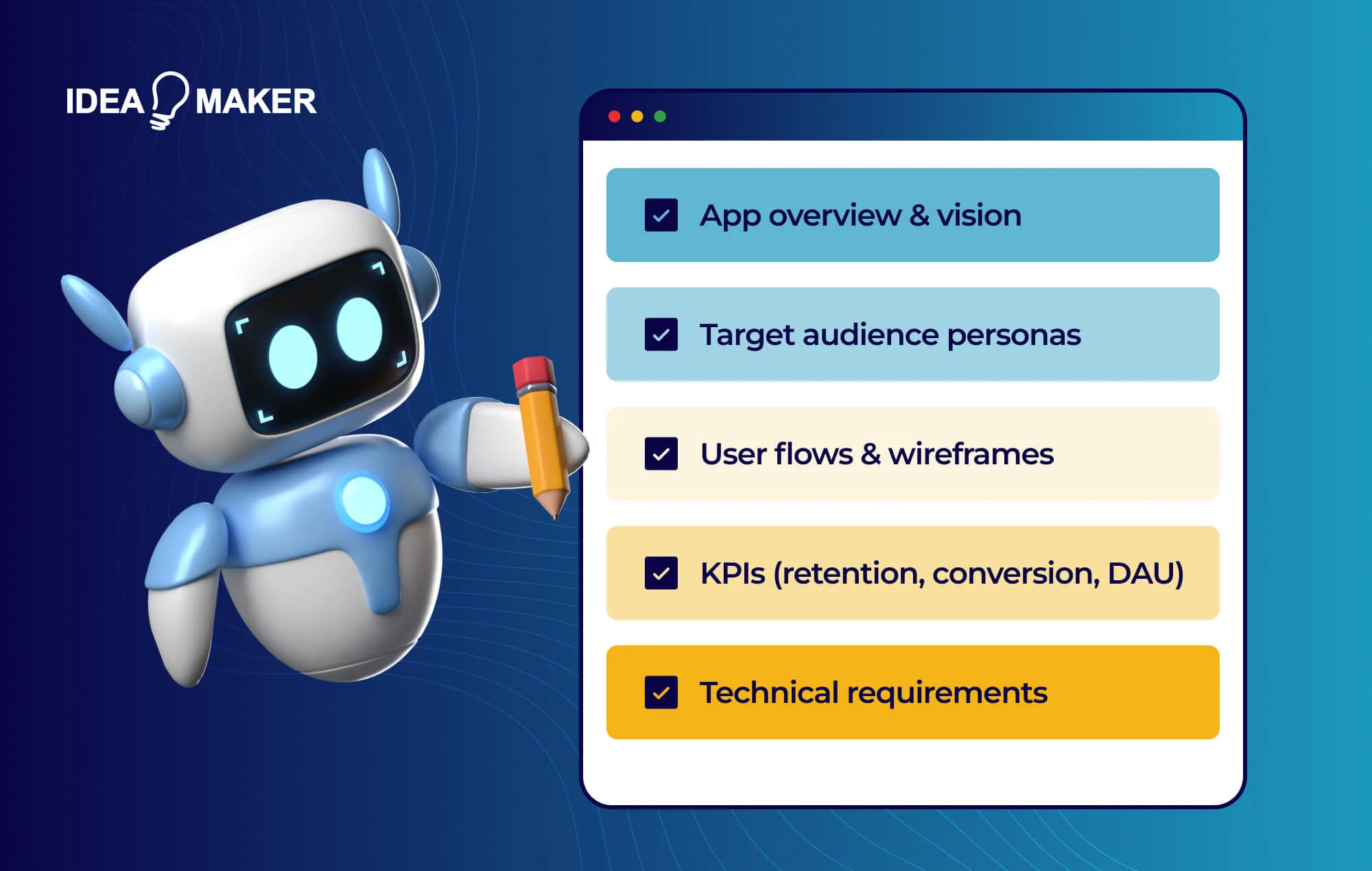build a product brief with user flows wireframes and KPIs
